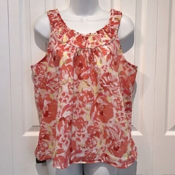 LOFT Tops - Loft Ann Taylor Sleeveless Floral Print Cotton Top Size LP